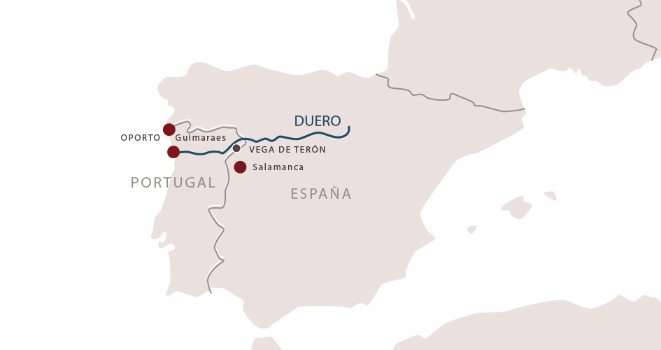 Mapa de la Ruta Fluvial por el río Duero